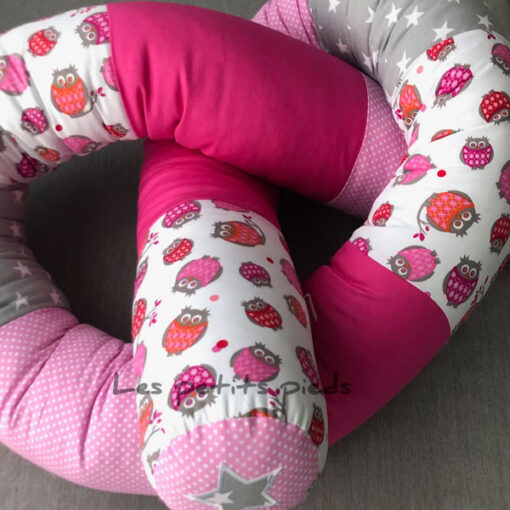 Bettschlange helgrau pink rosa Eule
