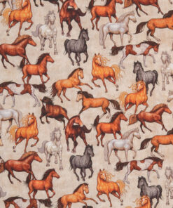 Baumwolle - "Tim" Pferde - beige