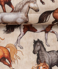 Baumwolle - "Tim" Pferde - beige