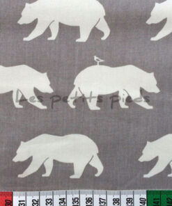Baumwolle - Birch fabrics Bär hellgrau / weiss