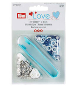 Jersey Druckknöpfe Prym Love "Colour" hellblau / blau / weiss