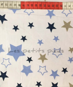 Baumwolle - Sterne hellblau / dunkelblau / beige