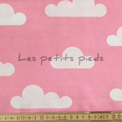 Baumwolle - Wolken rosa / weiss