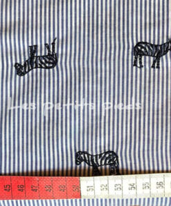Baumwolle - Streifen Zebra bestickt blau / weiss