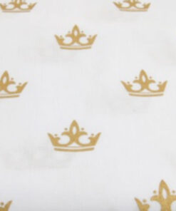 Baumwolle - Kronen weiss / gold