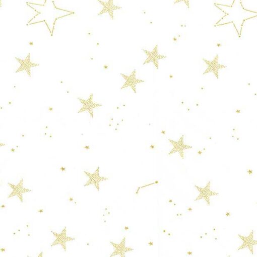 Baumwolle - Michael Miller "lucky stars" - Sterne weiss / gold