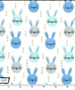 Baumwolle - Michael Miller Hase mint / blau / grau