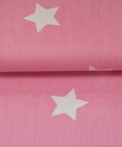 Baumwolle - Sterne gross rosa / weiss