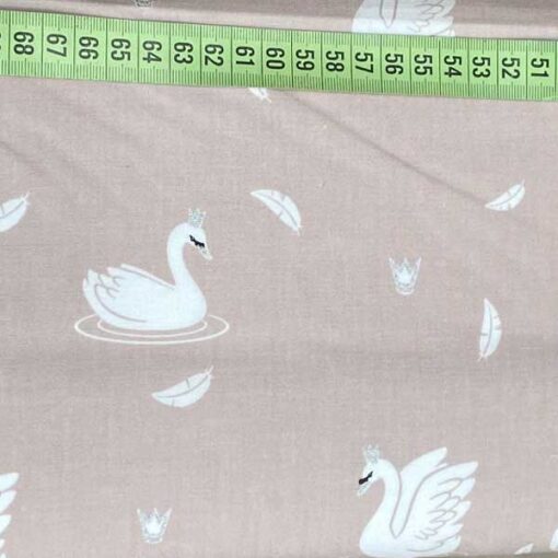 Baumwolle - Schwan rosa / weiss / silber