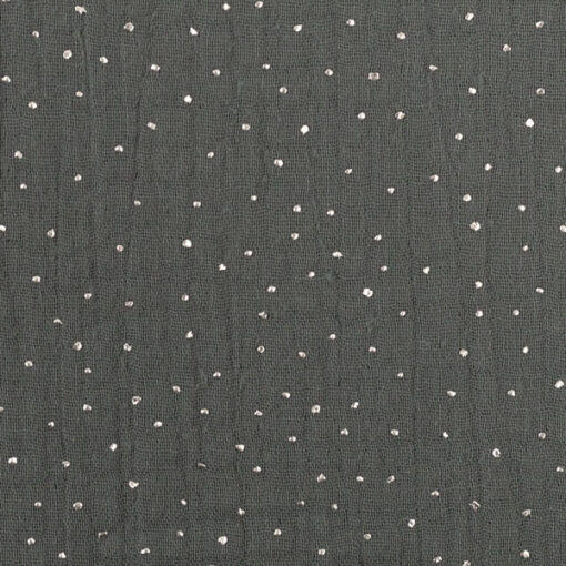 Double Gauze Punkte graphite / silber