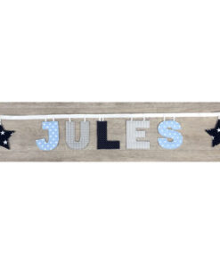 Namensgirlande hellblau / dunkelblau / grau