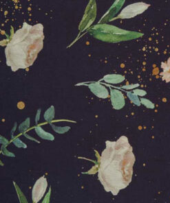 Baumwolle - Kim Blumen mit Goldsprenkeln navy