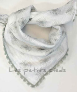 Dreieckstuch Mousselin - "medium" Pfeile weiss / silber