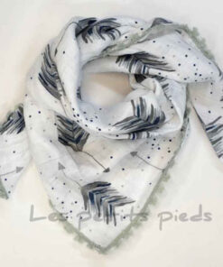 Dreieckstuch Mousselin - "medium" Pfeile weiss / dunkelblau