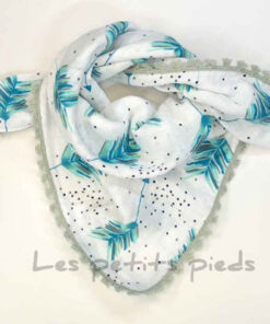 Dreieckstuch Mousselin - "medium" Pfeile mint / grau