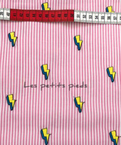 Baumwolle - Streifen "stiches" Hamburger Liebe rosa / weiss