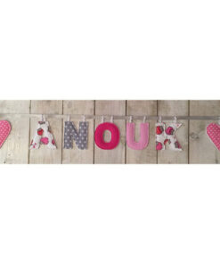 Namensgirlande rosa / pink / grau