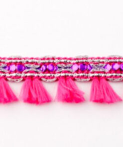 Quastenborte Mini - pink glitzer