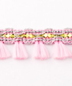 Quastenborte Mini - rosa glitzer