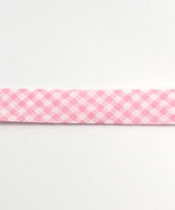 Baumwollschrägband vichy Karo rosa / weiss
