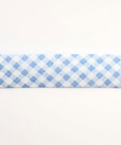 Baumwollschrägband vichy Karo hellblau / weiss