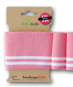 Bündchen Biobaumwolle - "Cuff Polo me" Weekender Hamburger Liebe rosa / weiss