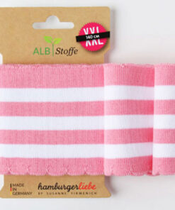 Bündchen Biobaumwolle - "Cuff me Wave" Hamburger Liebe rosa / weiss