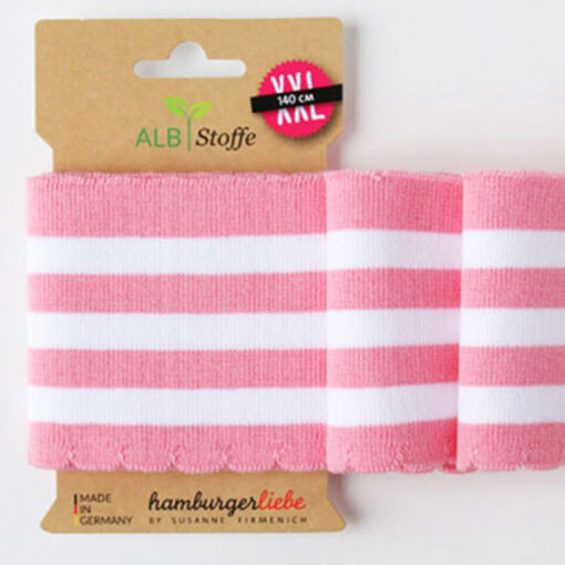 Bündchen Biobaumwolle - "Cuff me Wave" Hamburger Liebe rosa / weiss