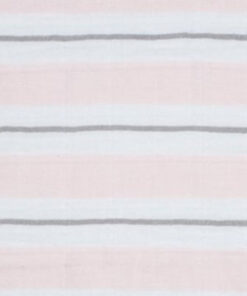 Double Gauze "Ribbon stripe" rosa / weiss / grau