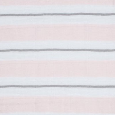 Double Gauze "Ribbon stripe" rosa / weiss / grau