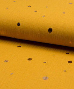 Double Gauze Punkte - senf / gold