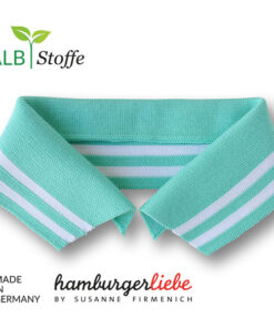 Polokragen Biobaumwolle - "Polo me" Hamburger Liebe mint / weiss