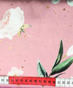 Baumwolle - Kim Blumen - goldsprenkel / altrose