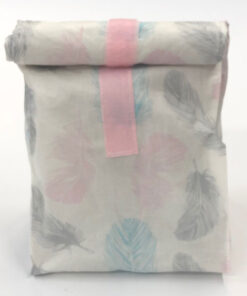 Lunchbag Federn rosa mint