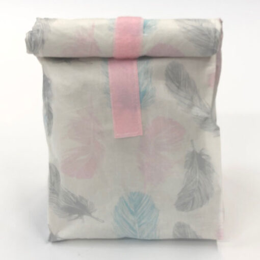 Lunchbag Federn rosa mint