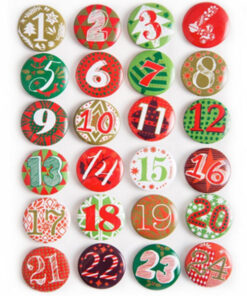 Adventskalenderzahlen 1-24 Buttons - rot / grün