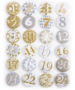 Adventskalenderzahlen 1-24 Buttons - silber / gold