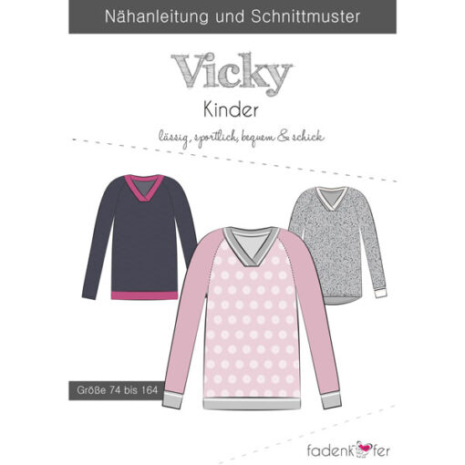Papierschnittmuster Pulli Vicky Gr. 74-164 - Fadenkäfer