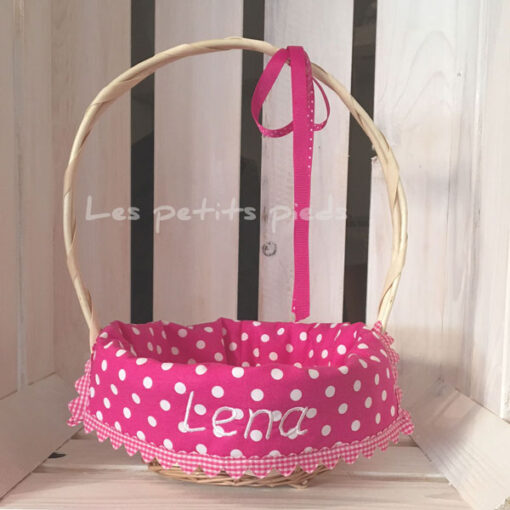 Personalisiertes Osterkörbchen - pink Punkte