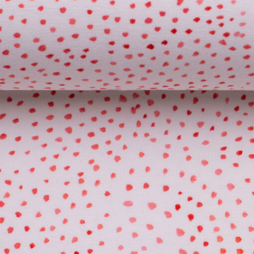 Jersey Baumwolle - "ocean breeze" - Tupfen weiss / rot