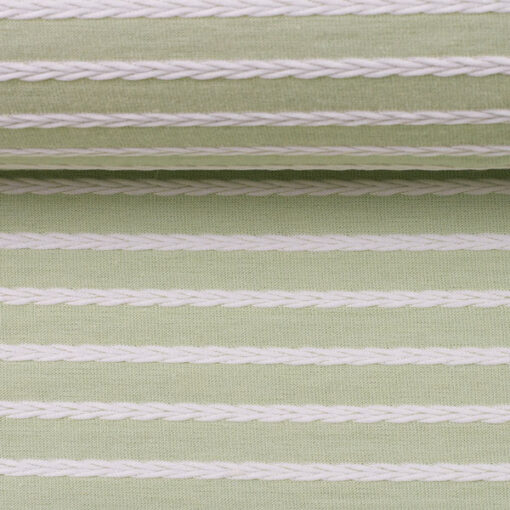 Strukturjersey "Birte" mint querverlaufendem Zopfmuster - mint pistazie