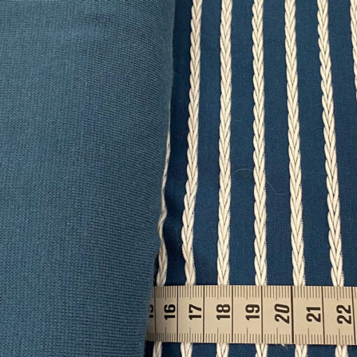 Strukturjersey "Birte" mit querverlaufendem Zopfmuster - blau