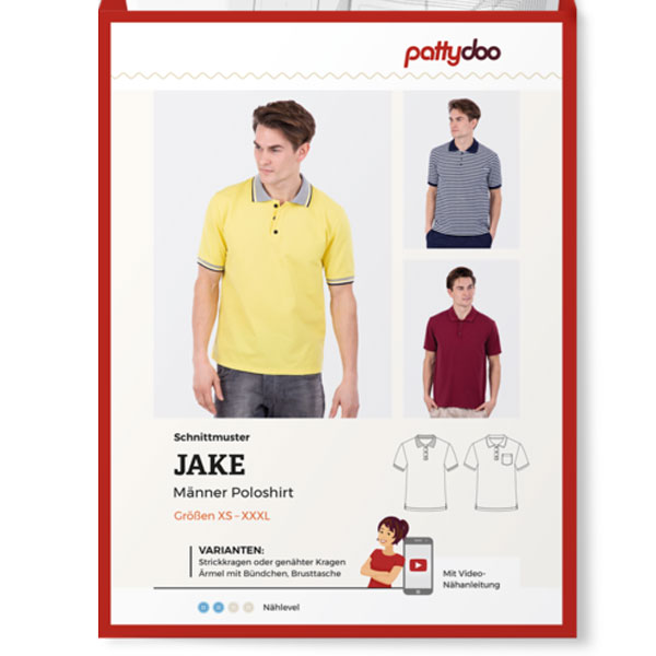 Papierschnittmuster Poloshirt "Jake" Herren Gr XS-XXXL - Pattydoo