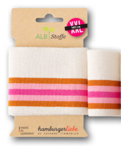Bündchen Biobaumwolle - "College" Hamburger Liebe weiss / rosa/ orange