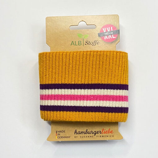 Bündchen Biobaumwolle - "Cuff me ripped" Hamburger Liebe senf/lila/pink