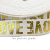 Gummiband 40 mm - Love - weiss / gold