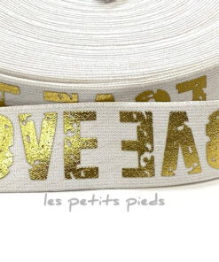 Gummiband 40 mm - Love - weiss / gold