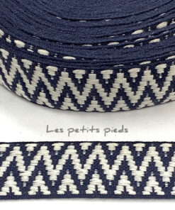 Gurtband 40 mm - Chevron beidseitig - dunkelblau / weiss