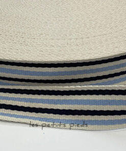 Gurtband 40 mm - Baumwolle - hellblau / dunkelblau / weiss
