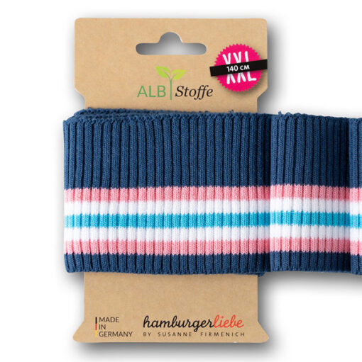 Bündchen Biobaumwolle - "cuff me ripped" - Hamburger Liebe - blau / rosa/ türkis